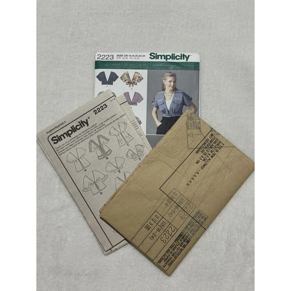 Simplicity Sewing Pattern 2223 Misses Jacket Top Plus Sizes 16-24 Pockets